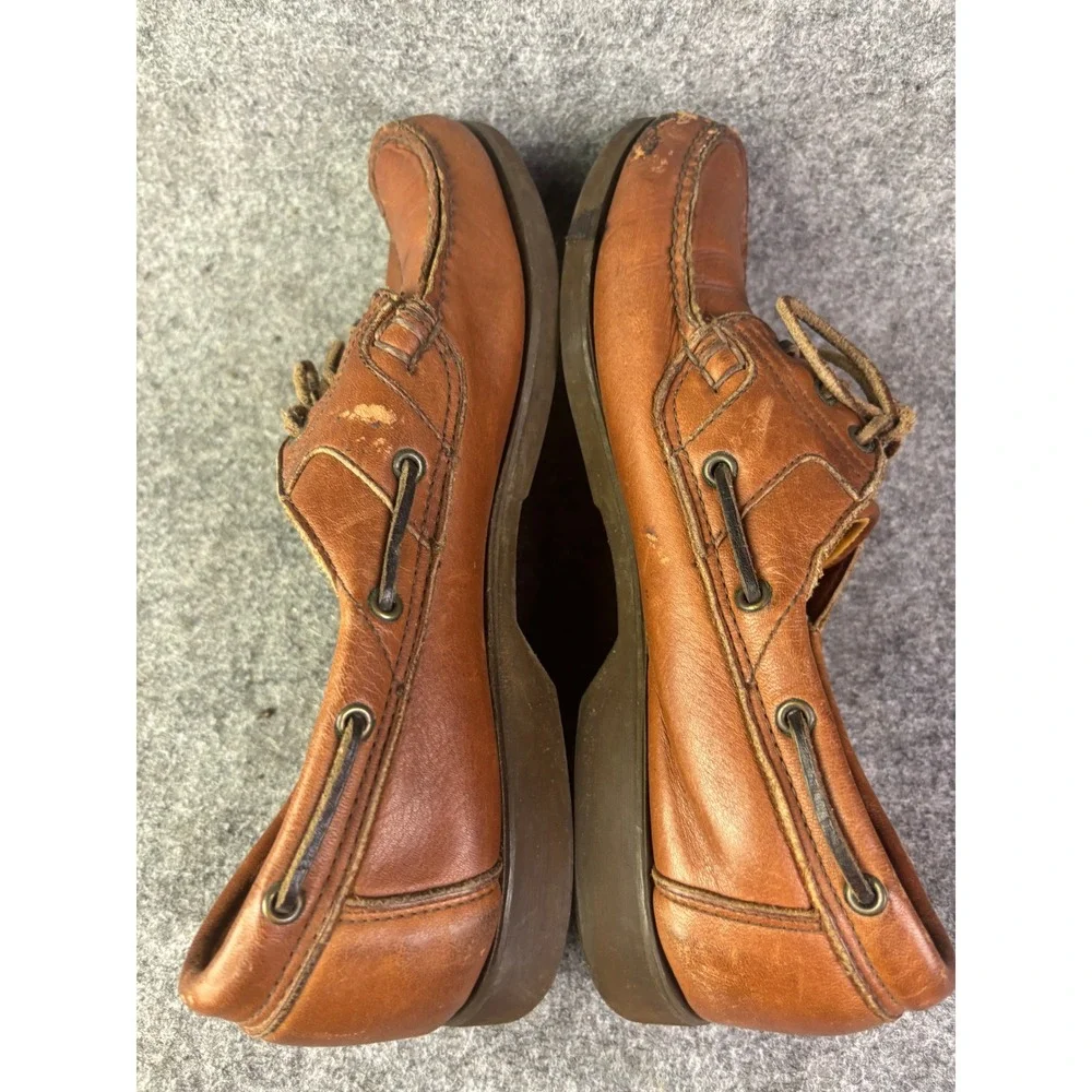 Allen‎ Edmonds Boat Shoes Mens 7 EE Brown Leather Key Largo Moc Toe USA Made
